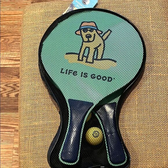 Life Is Good Green and Blue paddle ball set - Picture 1 of 2